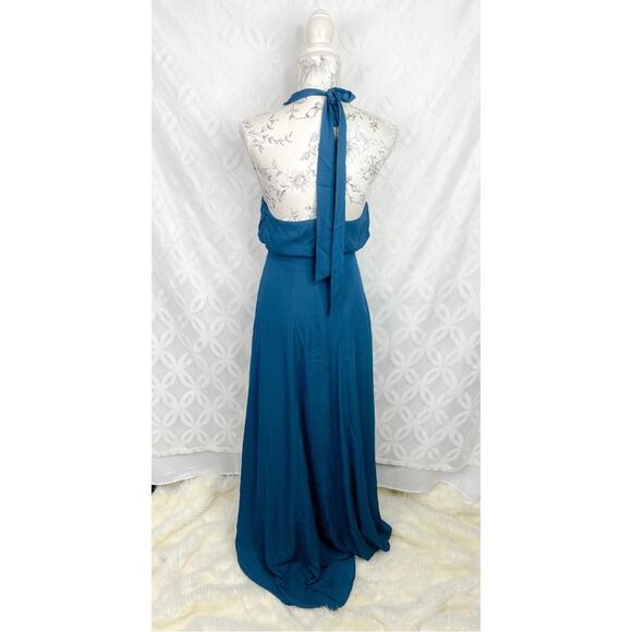 YUMI KIM Keyhole Halter Starlet Backless High Slit Maxi Cocktail Gown NWT - Picture 8 of 11
